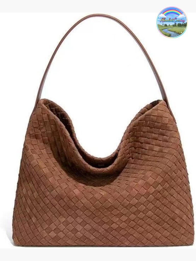 Slouchy Suede Woven Hobo Bag Crossbody Crescent Shoulder Satchel Tote